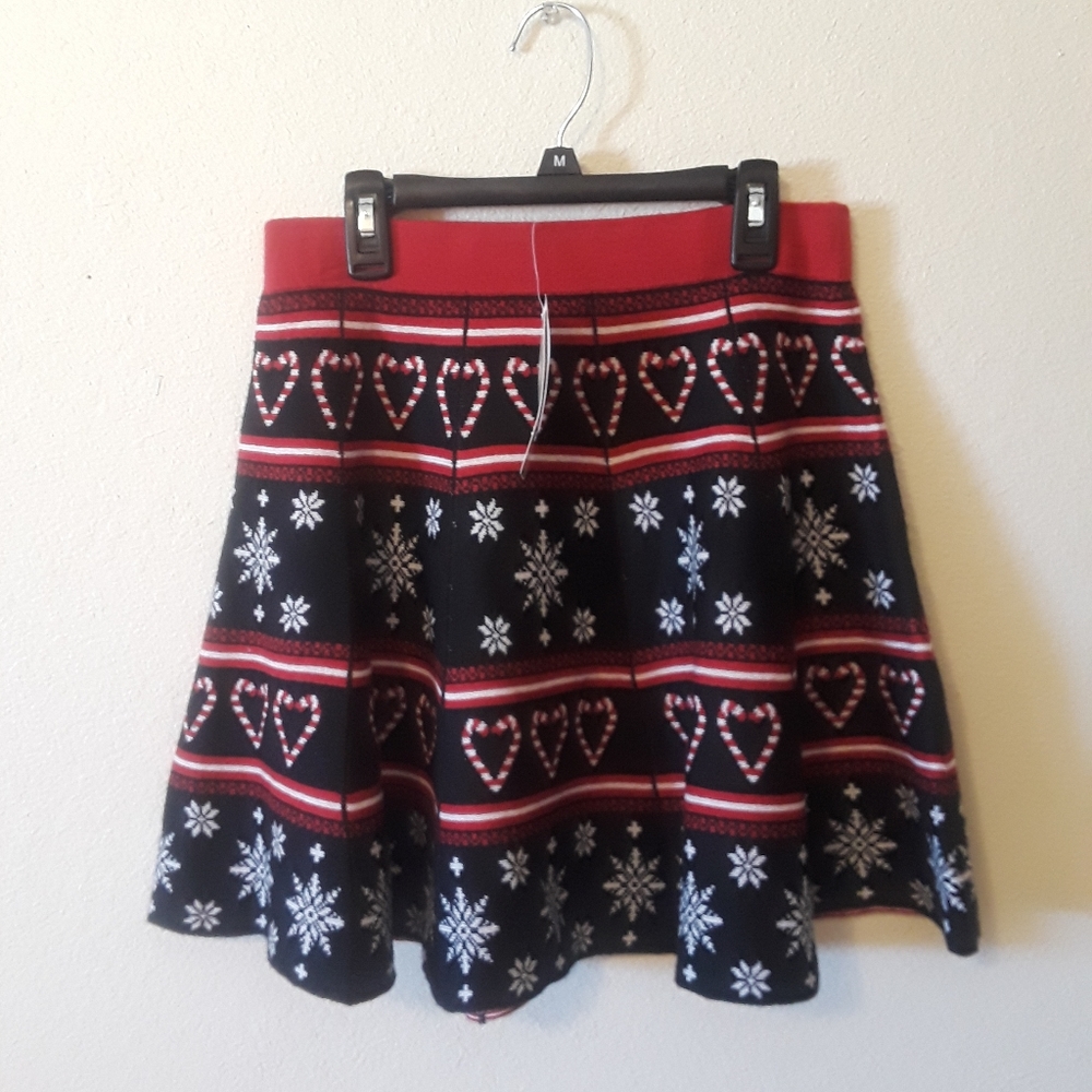 Christmas A Line Skirt Snowflake Print